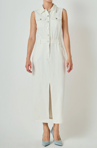 Off White Denim Maxi English Factory