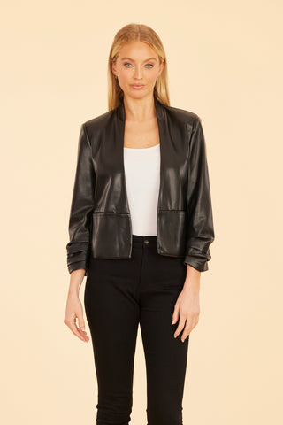 Black Vegan Leather Blazer Dolce Cabo