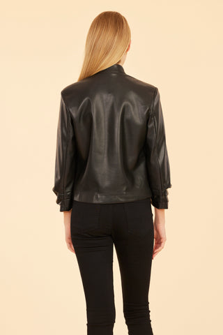 Black Vegan Leather Blazer Dolce Cabo