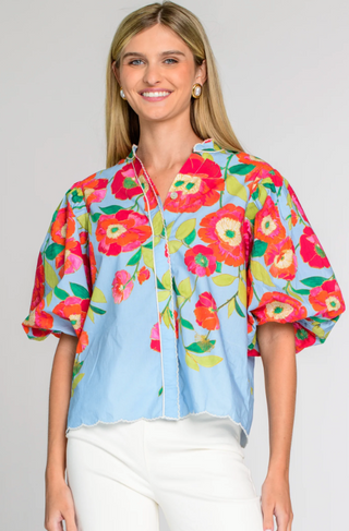 Edie Top Poppy Patch Blueberry Elizabeth James