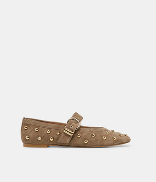 Mikel Stud Flat Olive Suede Dolce Vita