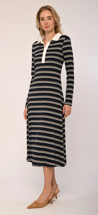 Faye Knit Dress Multi Stripe Love The Label