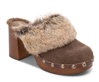 Fadia Dark Brown Suede Clog