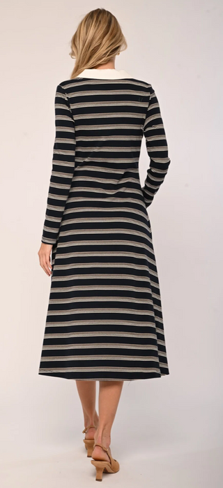 Faye Knit Dress Multi Stripe Love The Label