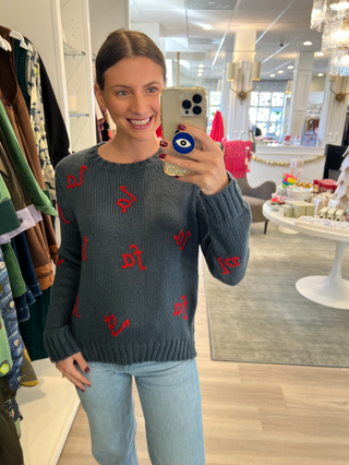 Fa La La Embroidered Crew Glasgow/Red Ginger